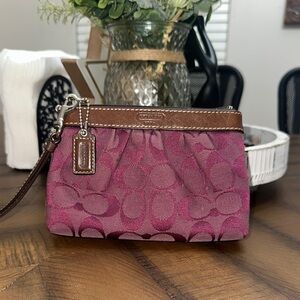 Coach Pink and Brown Wristlet